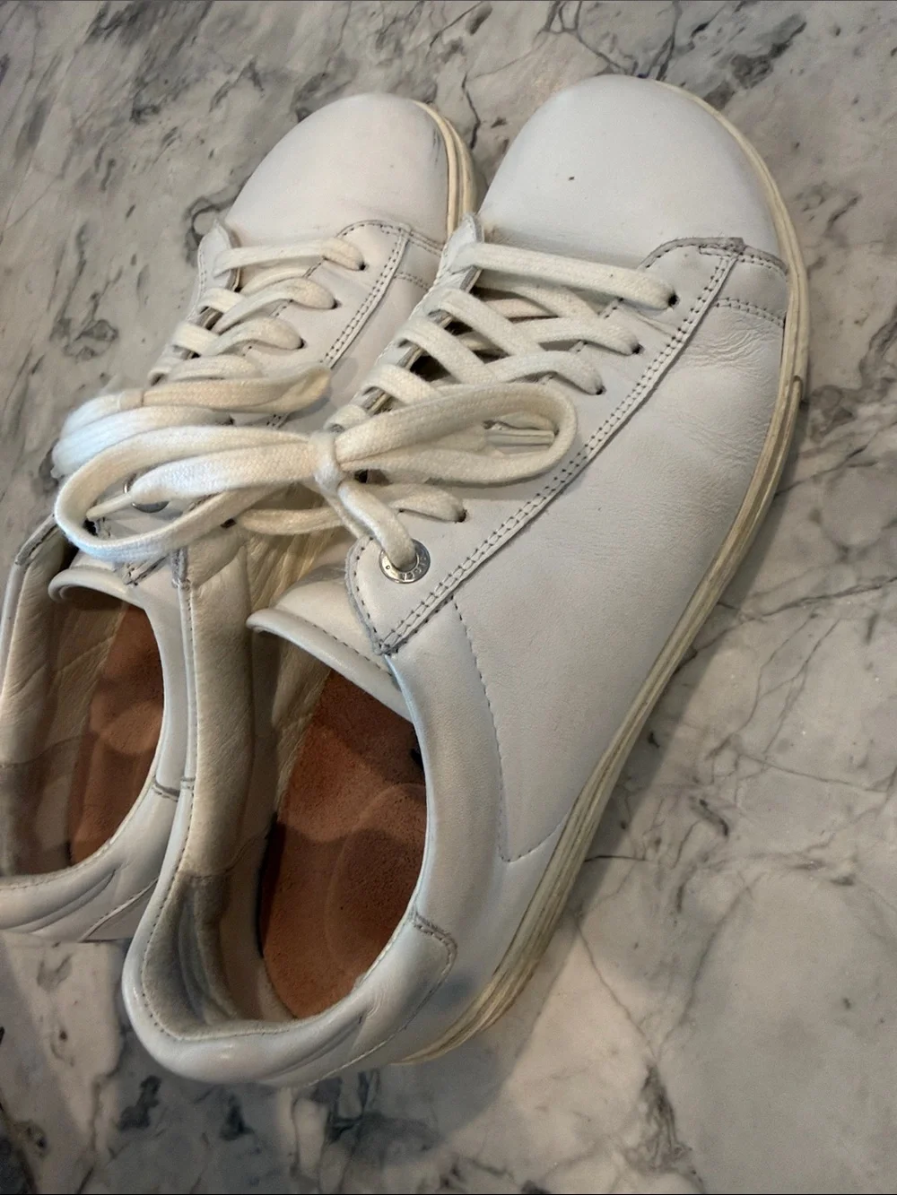Birkenstock White Low-Top Leather Sneakers 9